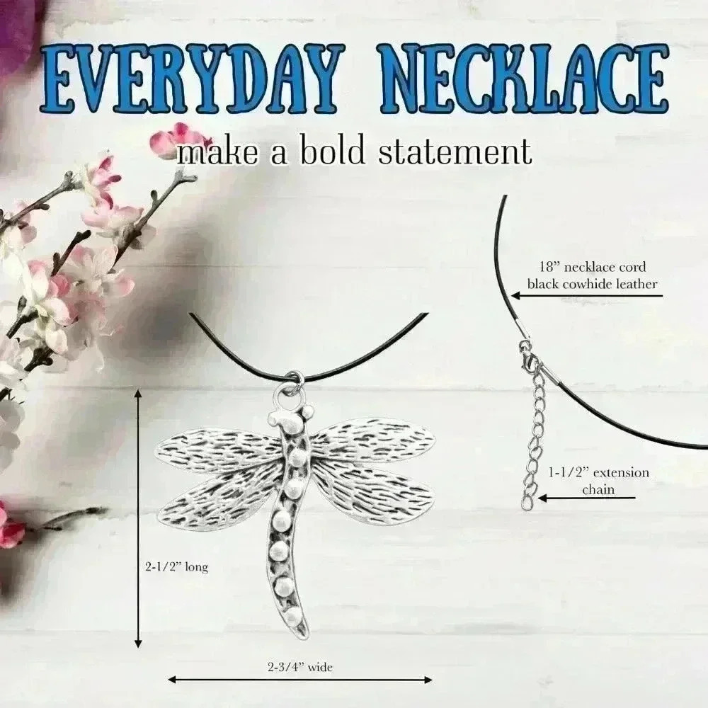 Dragonfly necklace for women dragonfly silver pendant charm - Picture 3 of 9